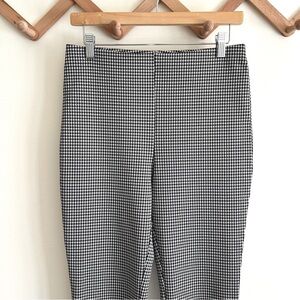H&M Black & Cream/Houndstooth-patterned Flared Leggings Women's Medium